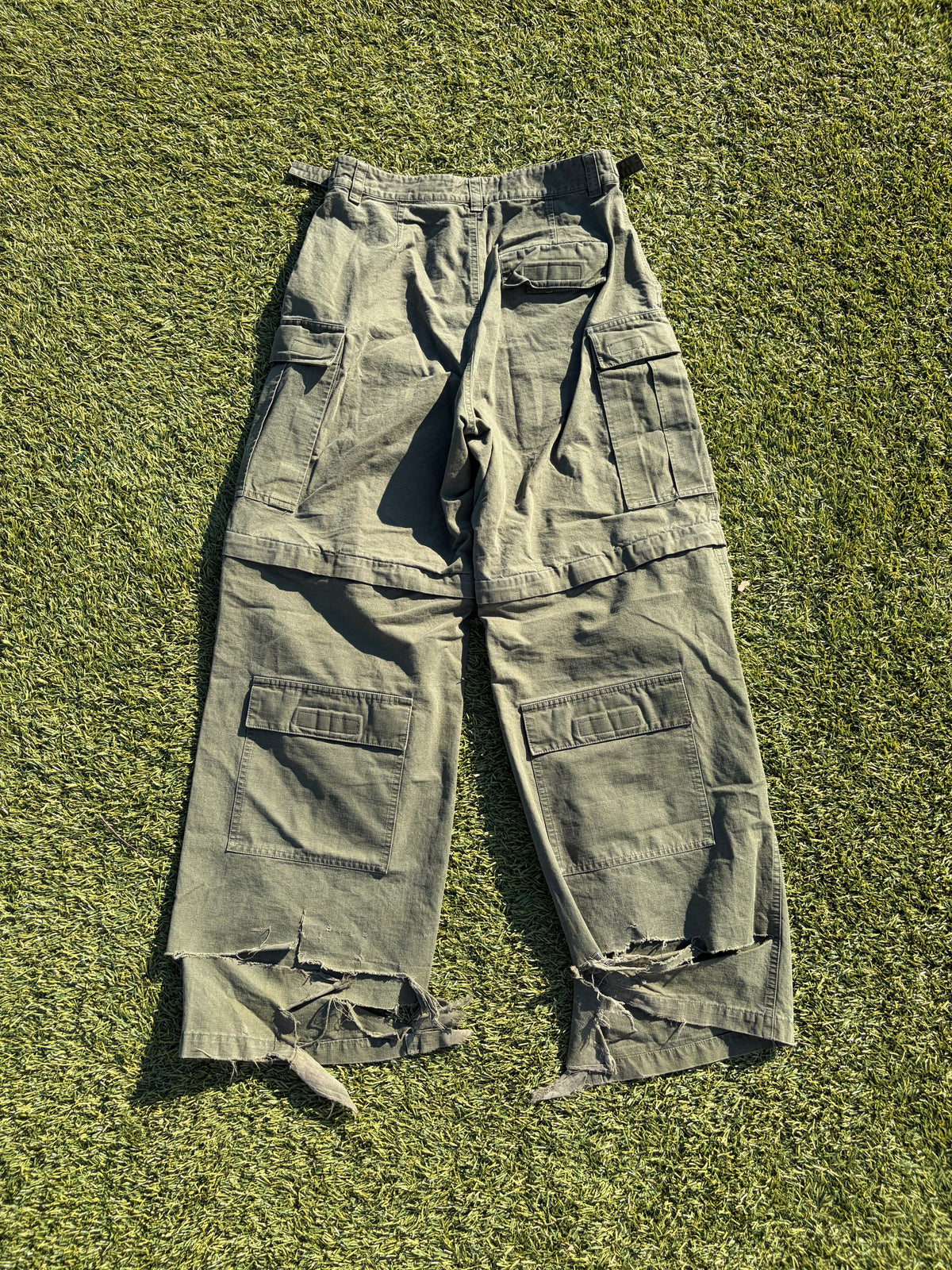 AW20 Balenciaga Convertible Multi Pocket Cargo Olive Pant