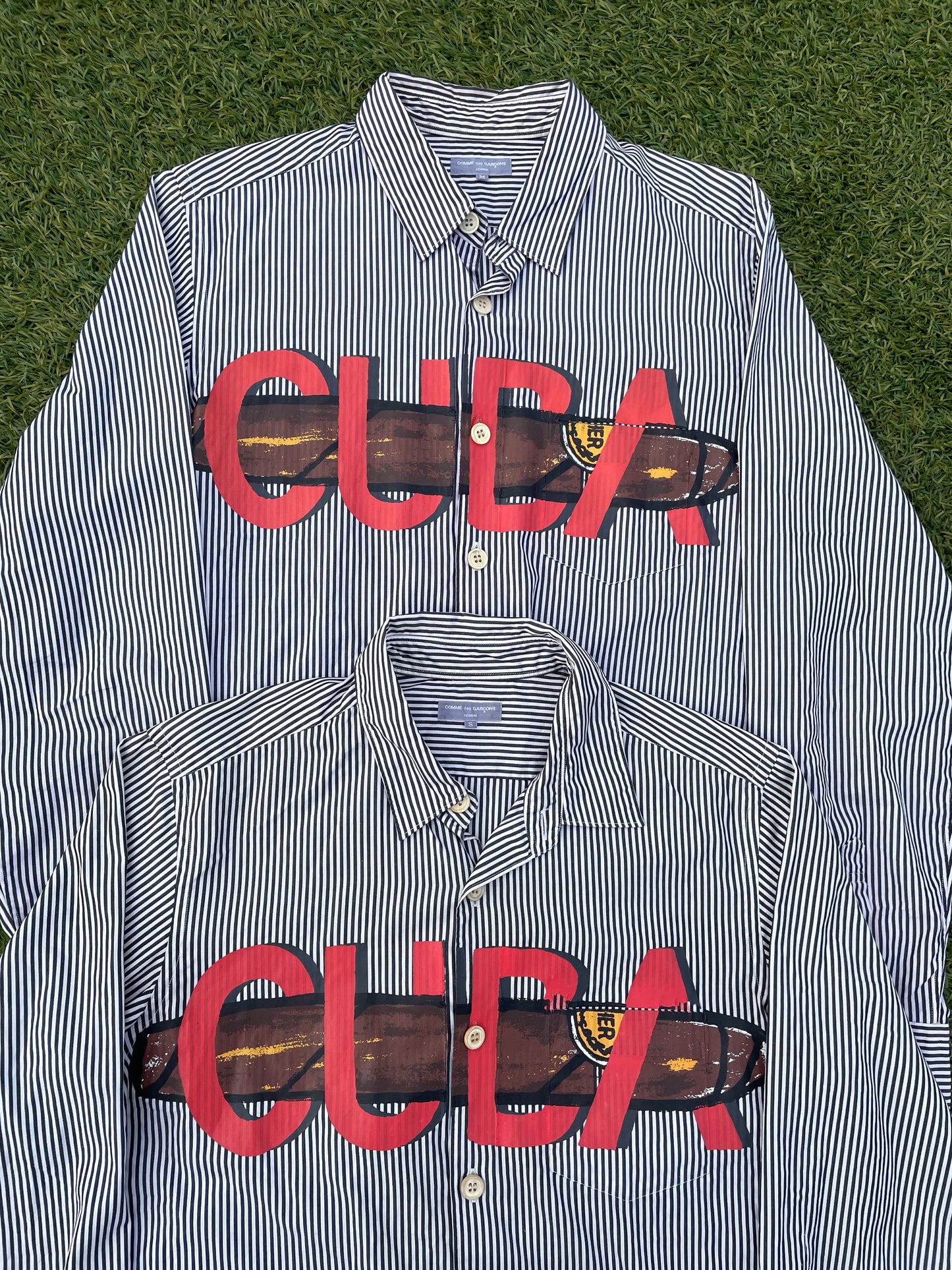 AD2002 Comme Des Garçons Homme Cuban Cigar Painted Stripe Button Up