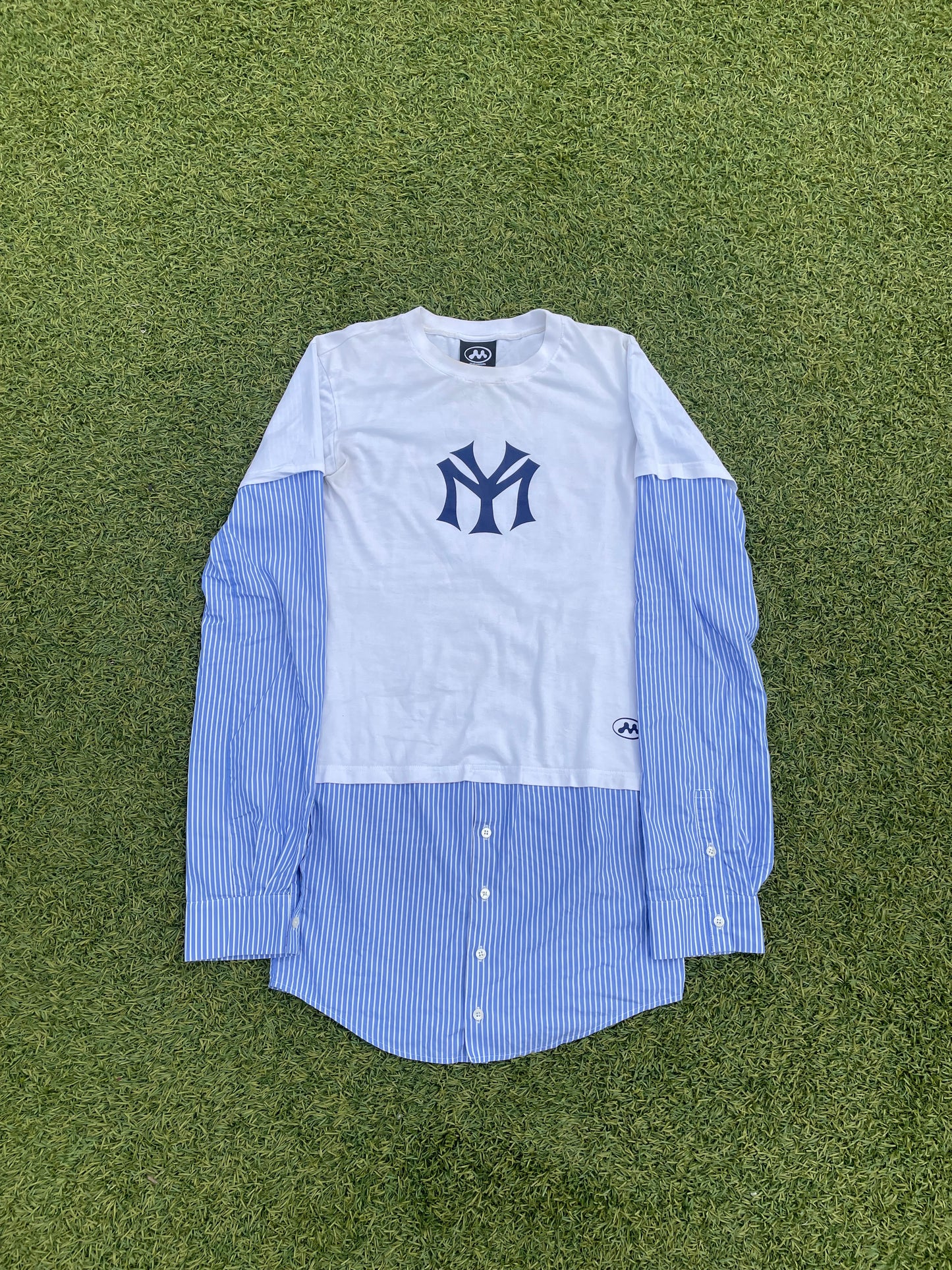 FW23 Mowalola 'NYC' Logo Hybrid Stripe Button Up Shirt