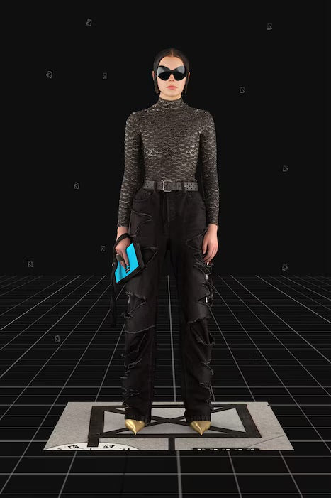 AW21 “Afterworld” - Balenciaga Slashed Sporty B Track Hybrid Denim