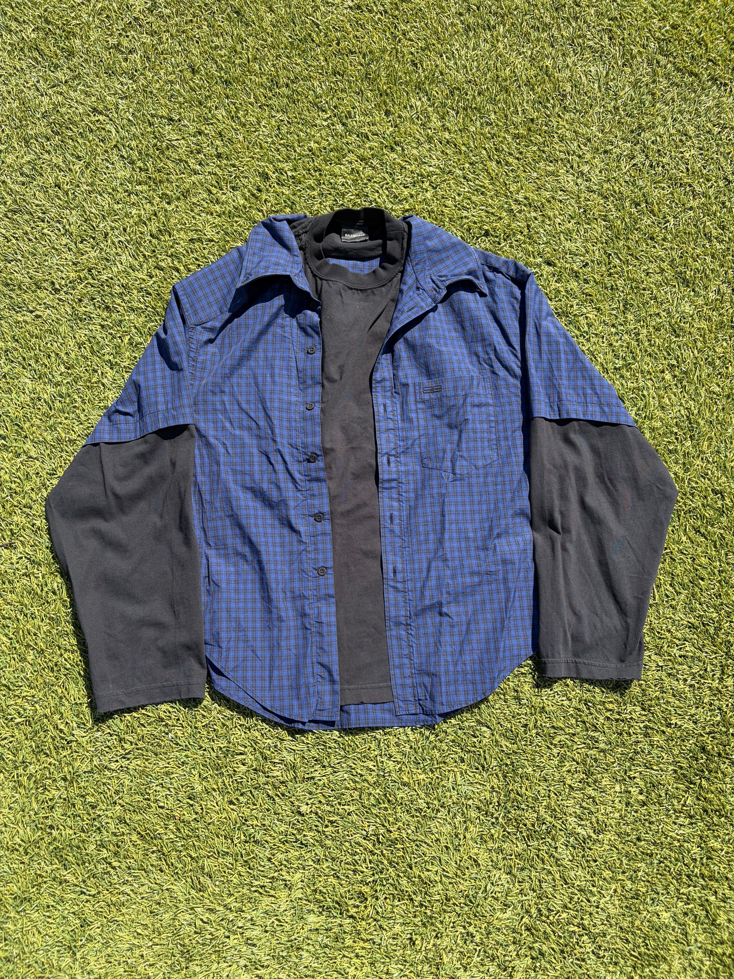 FW22 Balenciaga Hybrid Plaid Layered Long Sleeve