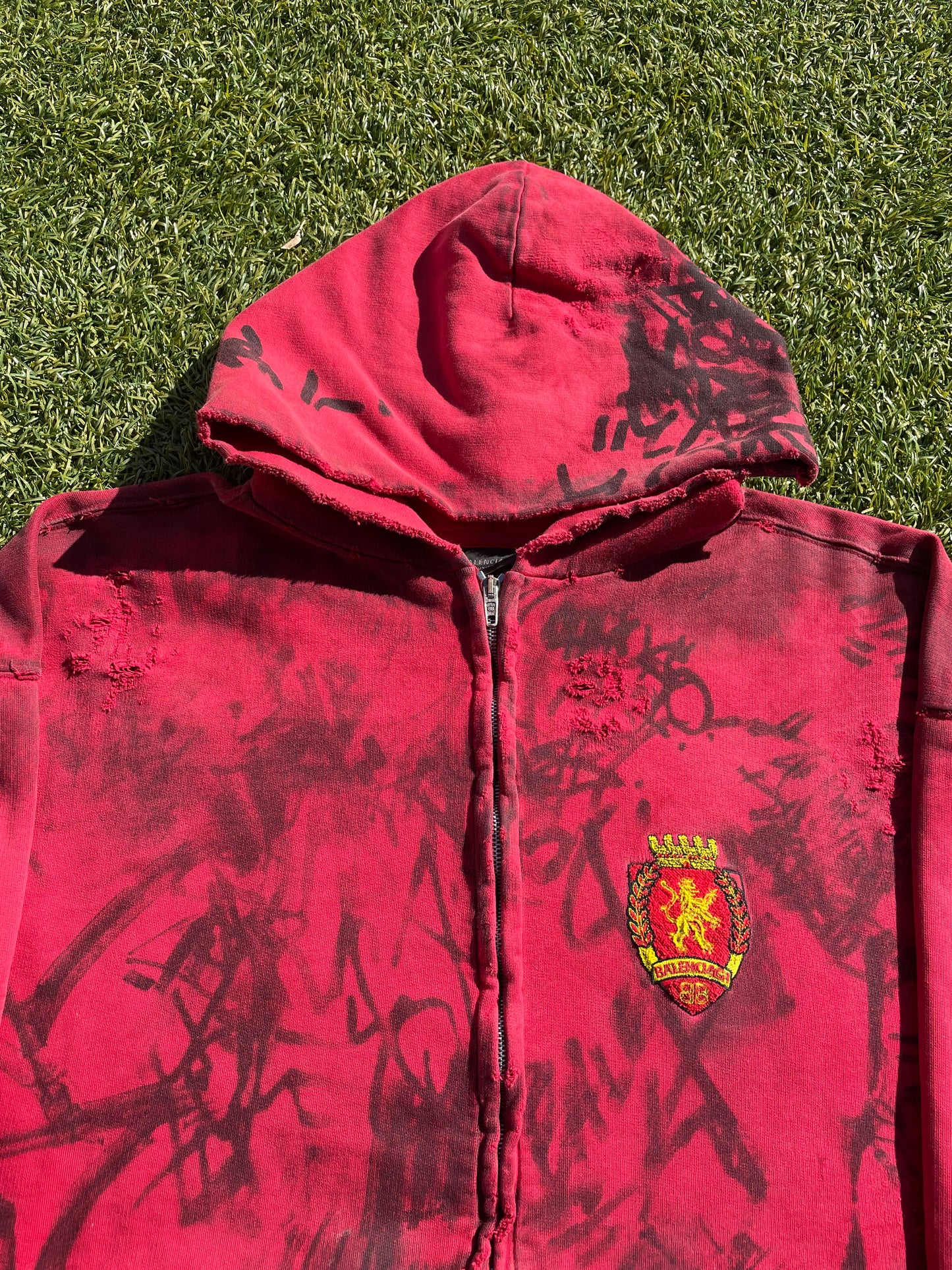 SS23 “Mudshow” - Balenciaga Red Skater Graffiti Zip Up Hoodie