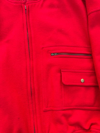 1984 Issey Miyake Sport Care Label Red Wool Varsity Jacket