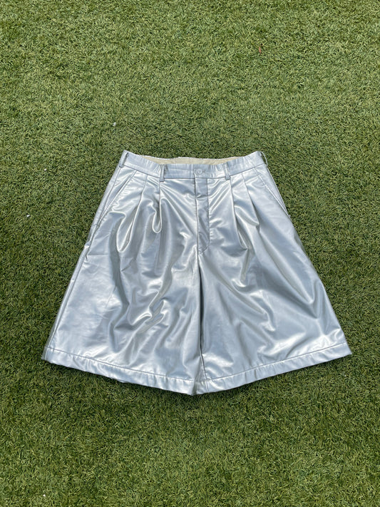 AD2018 Comme Des Garçons Homme+ Silver Foil Pleated Shorts