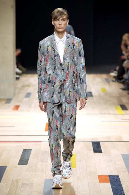 SS15 Dior By Kris Van Assche Multi-Color Scribble Lightwash Denim