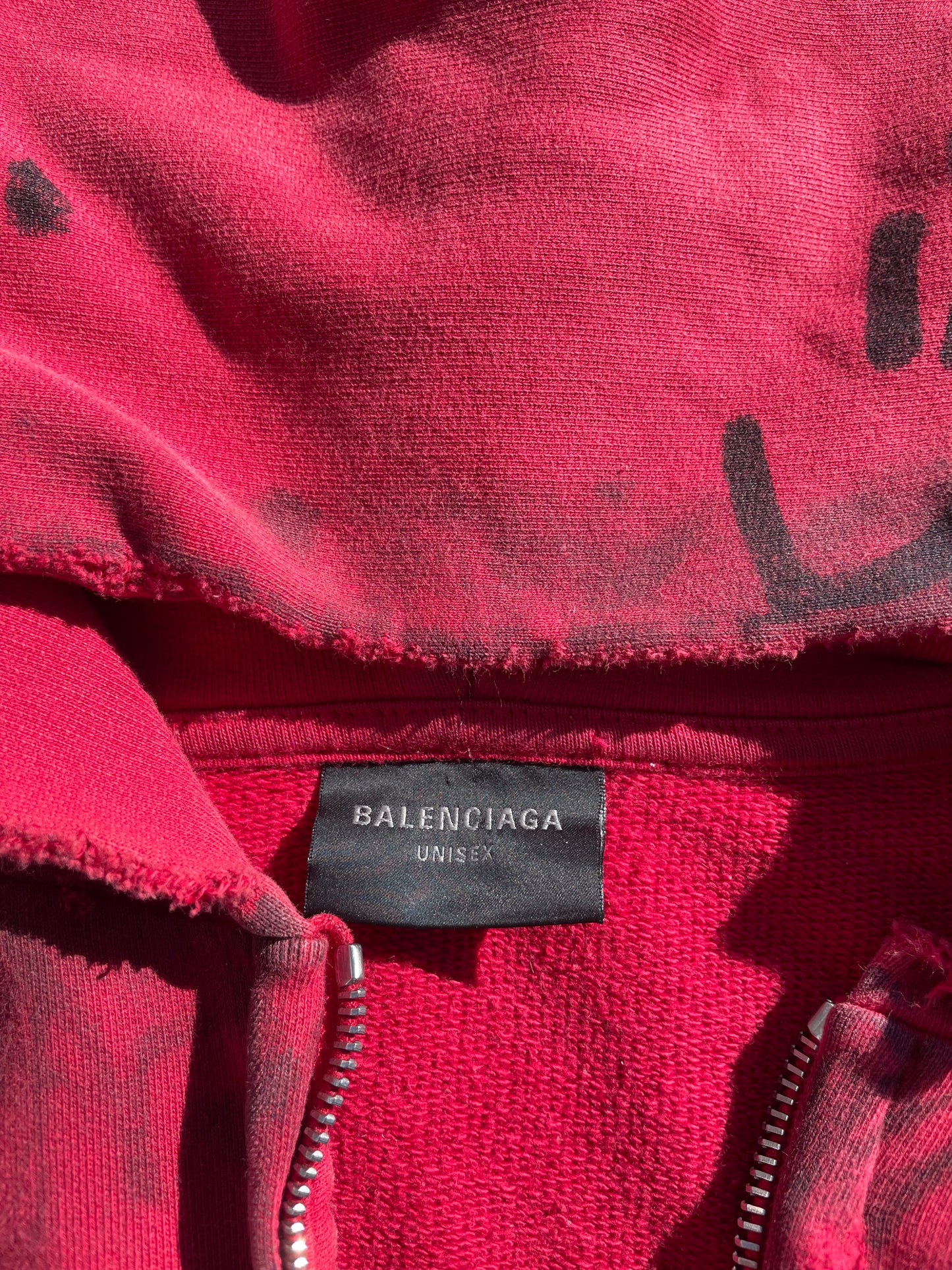 SS23 “Mudshow” - Balenciaga Red Skater Graffiti Zip Up Hoodie