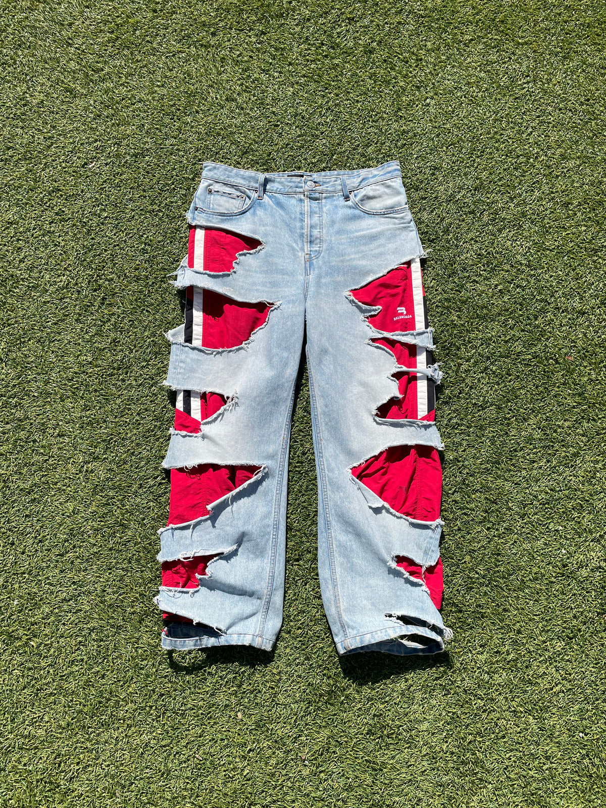 AW21 “Afterworld” - Balenciaga Slashed Sporty B Track Hybrid Denim