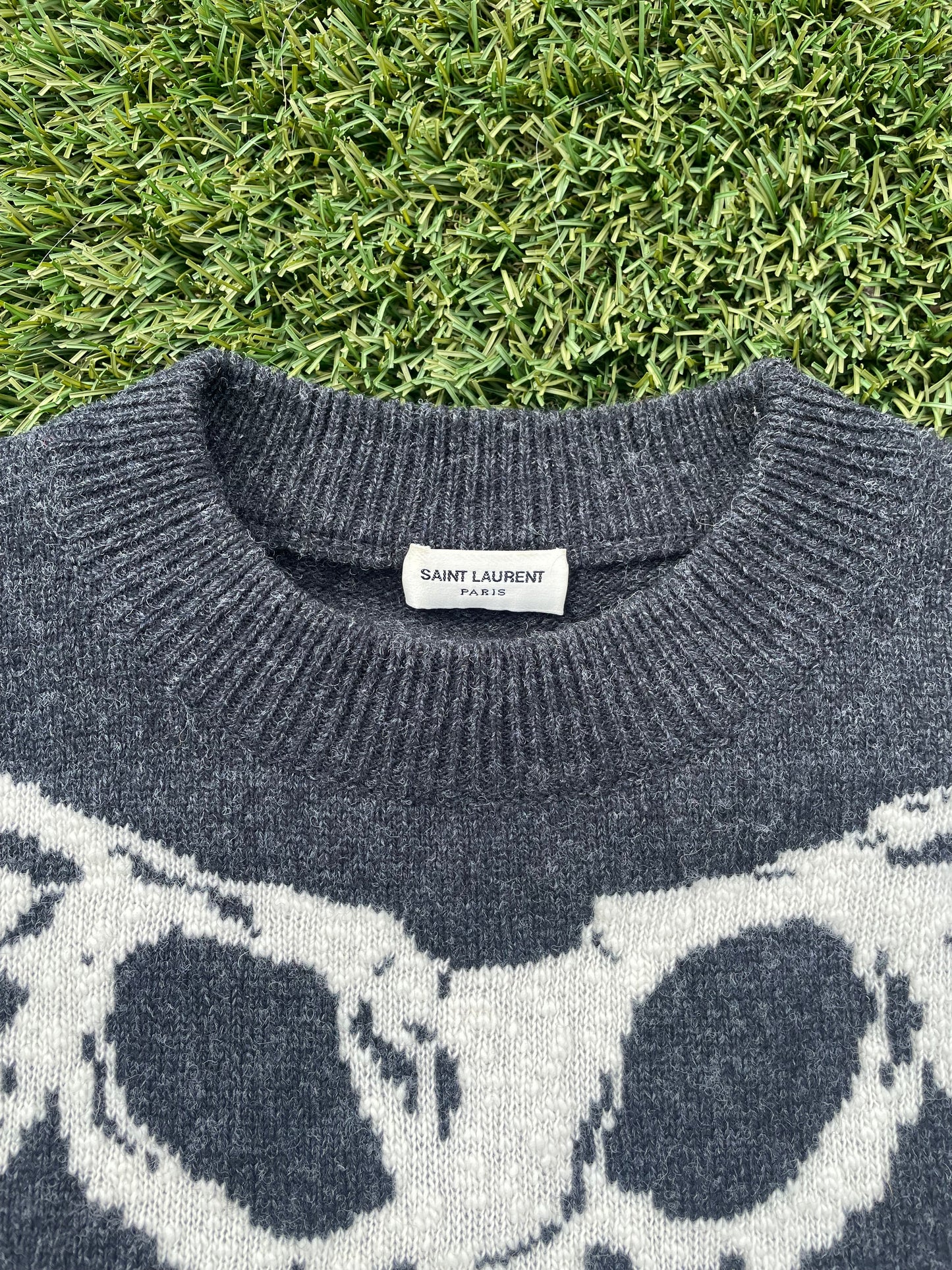 FW18 Saint Laurent Skeleton Intarsia Knit Sweater