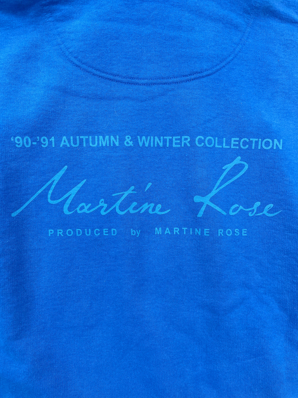 AW21 Martine Rose Quiet Riot Blue Hoodie