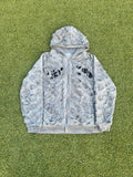 Alexander Digenova “New York” Double Layer Distressed Zip Up Hoodie