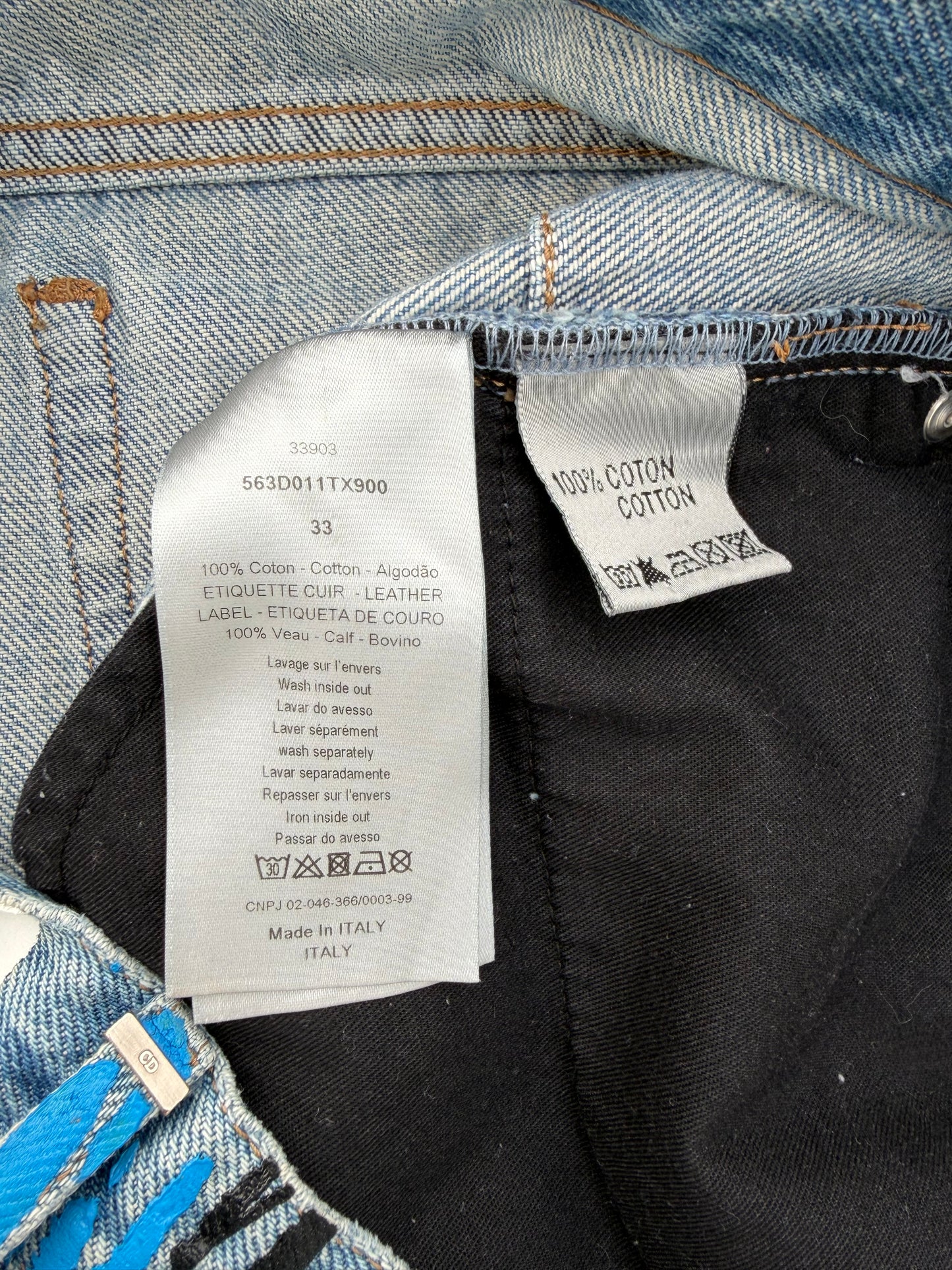 SS15 Dior By Kris Van Assche Multi-Color Scribble Lightwash Denim