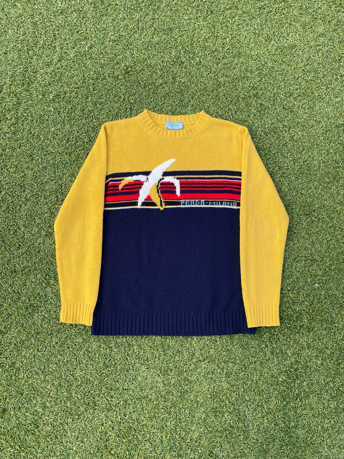 AW2018 Prada Milano Banana Stripe Knit Sweater 🍌