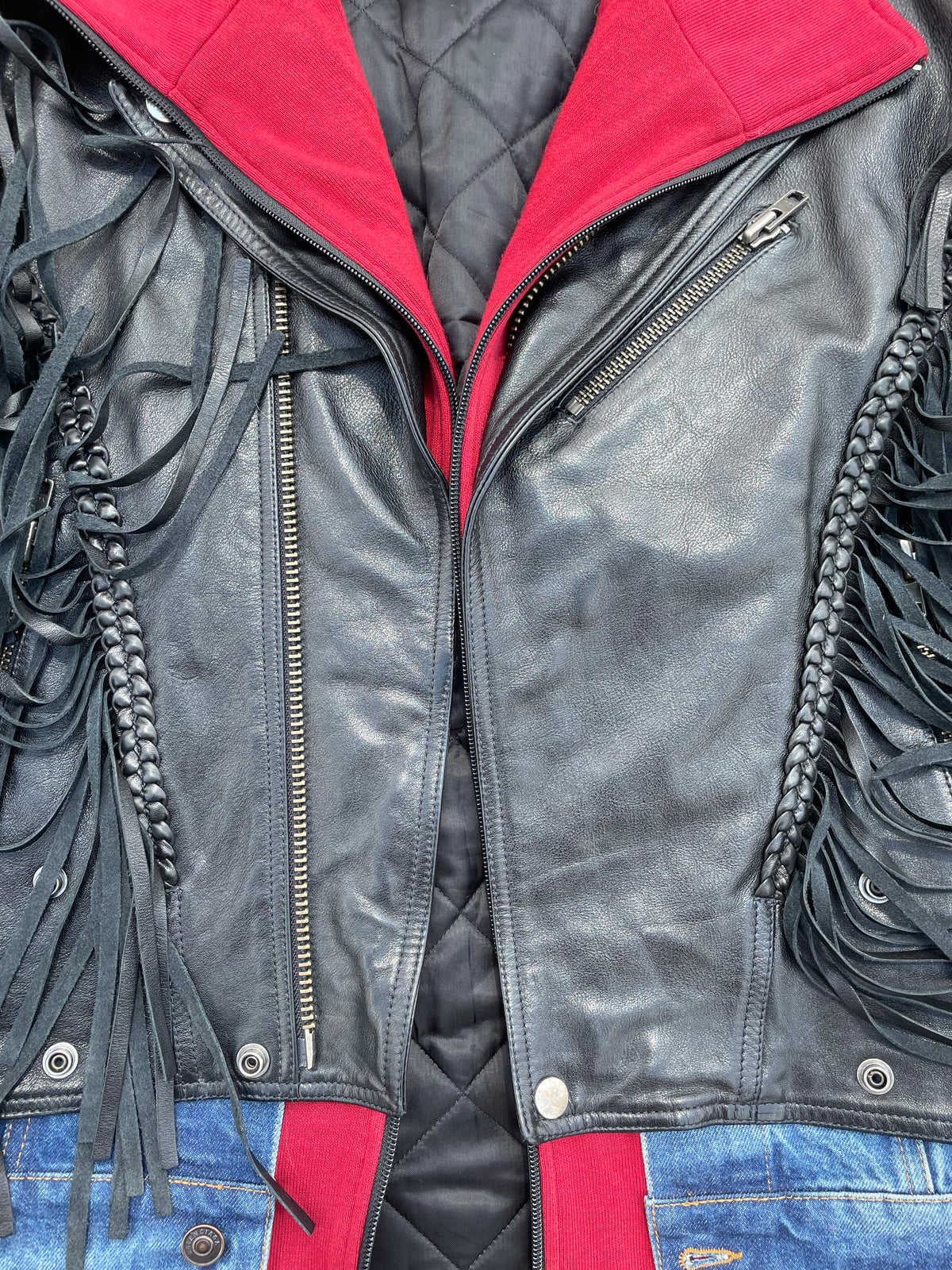 AW18 Balenciaga Triple Layer Hybrid Fringe Leather Biker Jacket