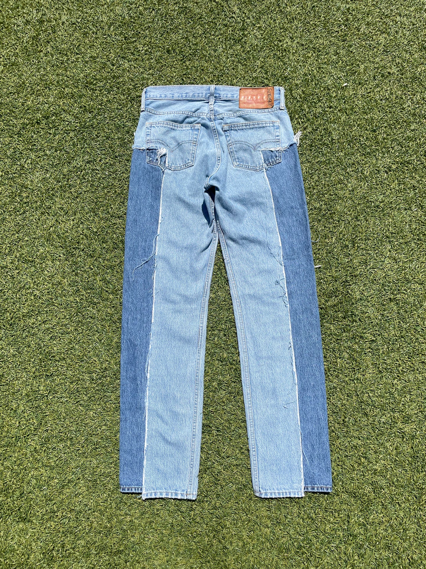 SS19 Vetements Levis Reconstructed Cross Lightwash Denim