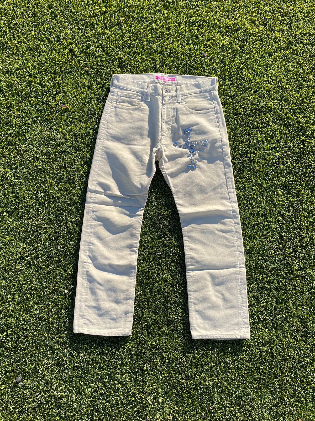 AD2003 Junya Watanabe Velour Cross Studded Jewel Denim
