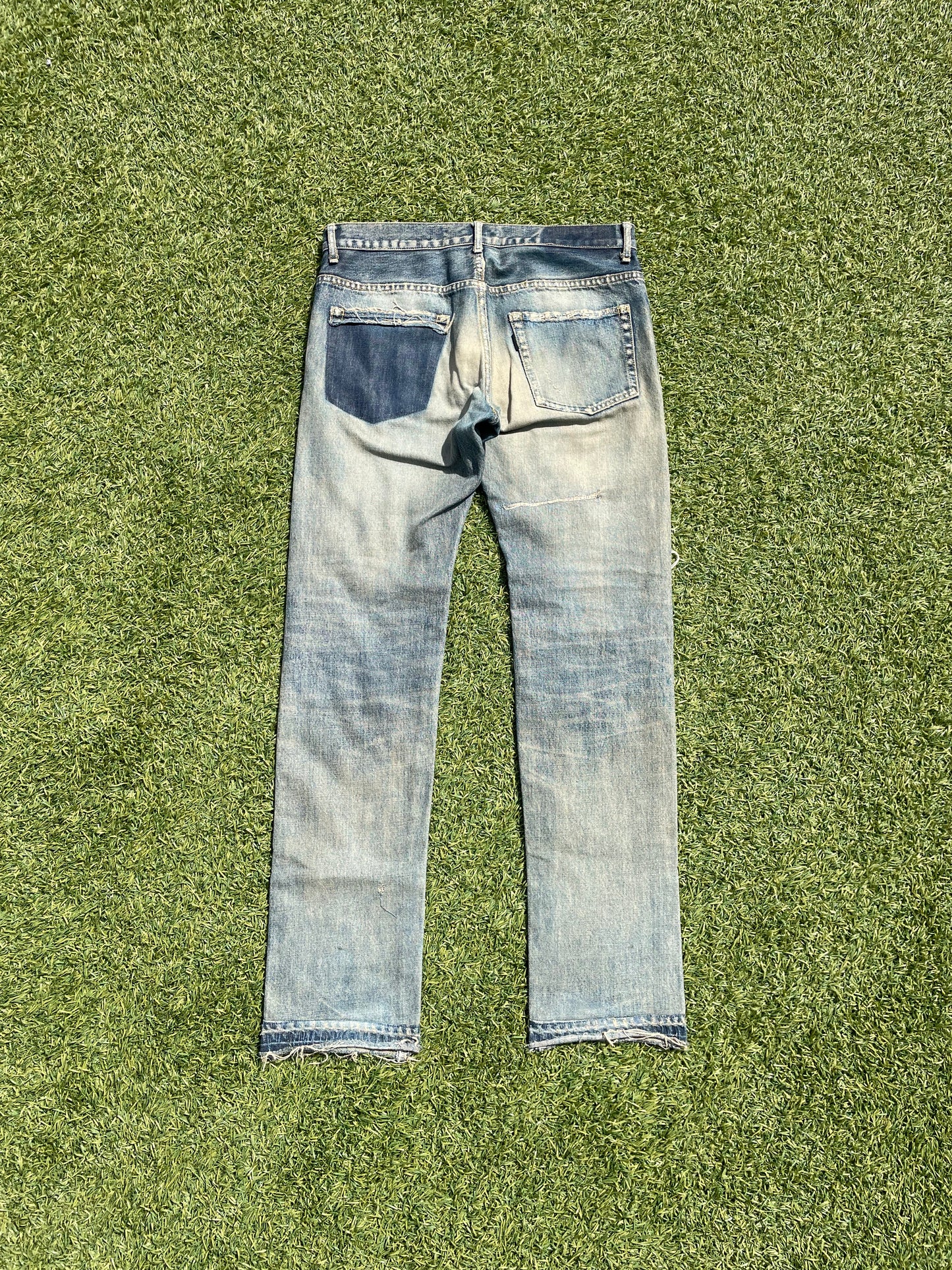 SS10 Undercover ‘68’ Silver Yarn Distressed Denim