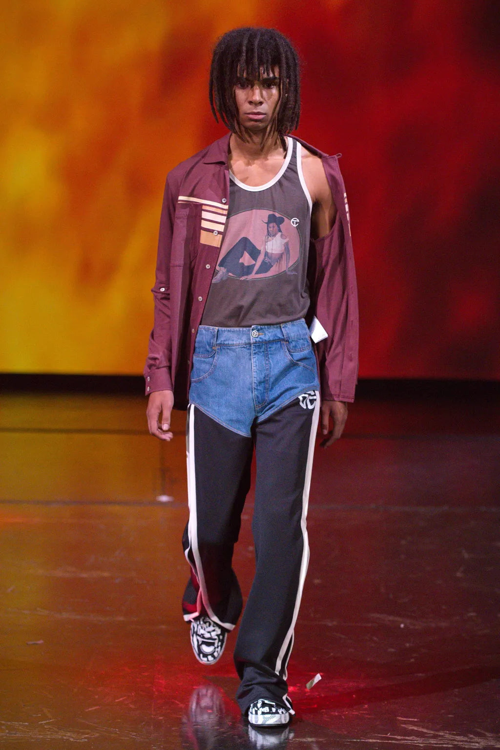 SS20 Telfar Hybrid Stripe Track Denim