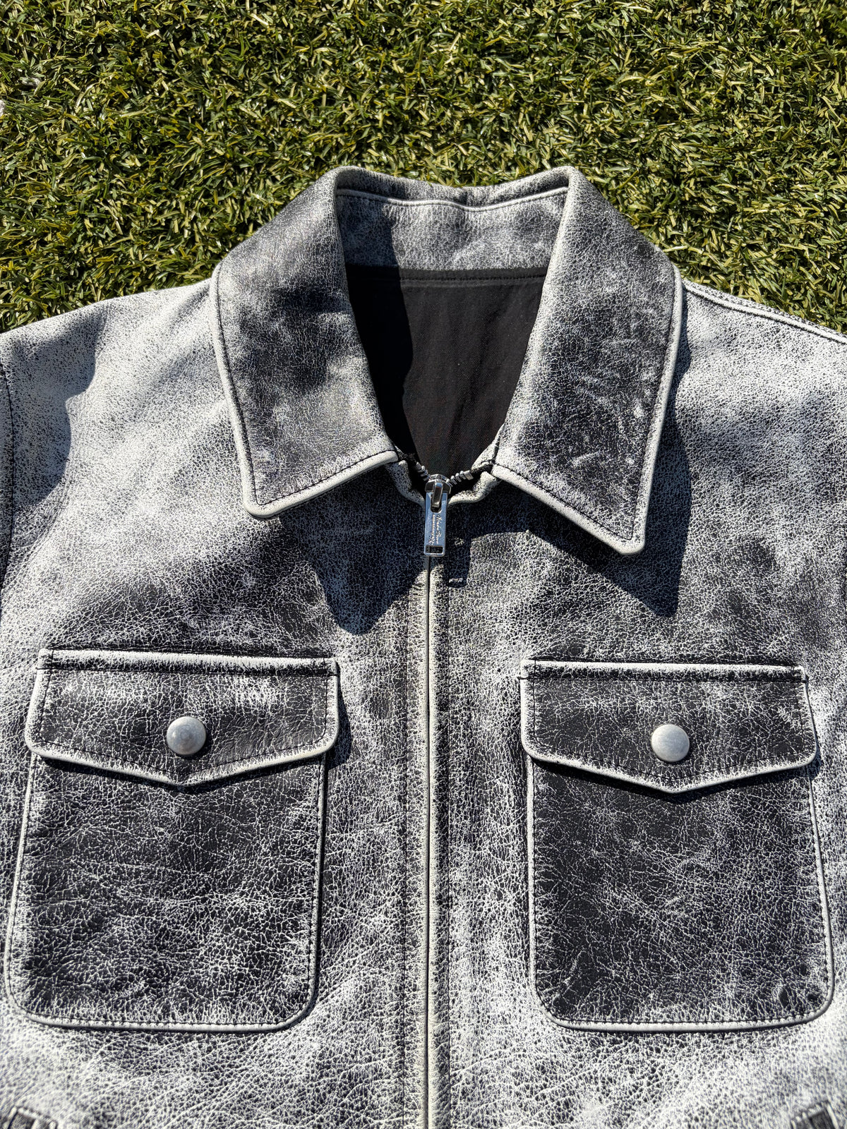 AW17 “Brainwashed Generation” - Undercover Ash Smoke Crackle Leather Jacket