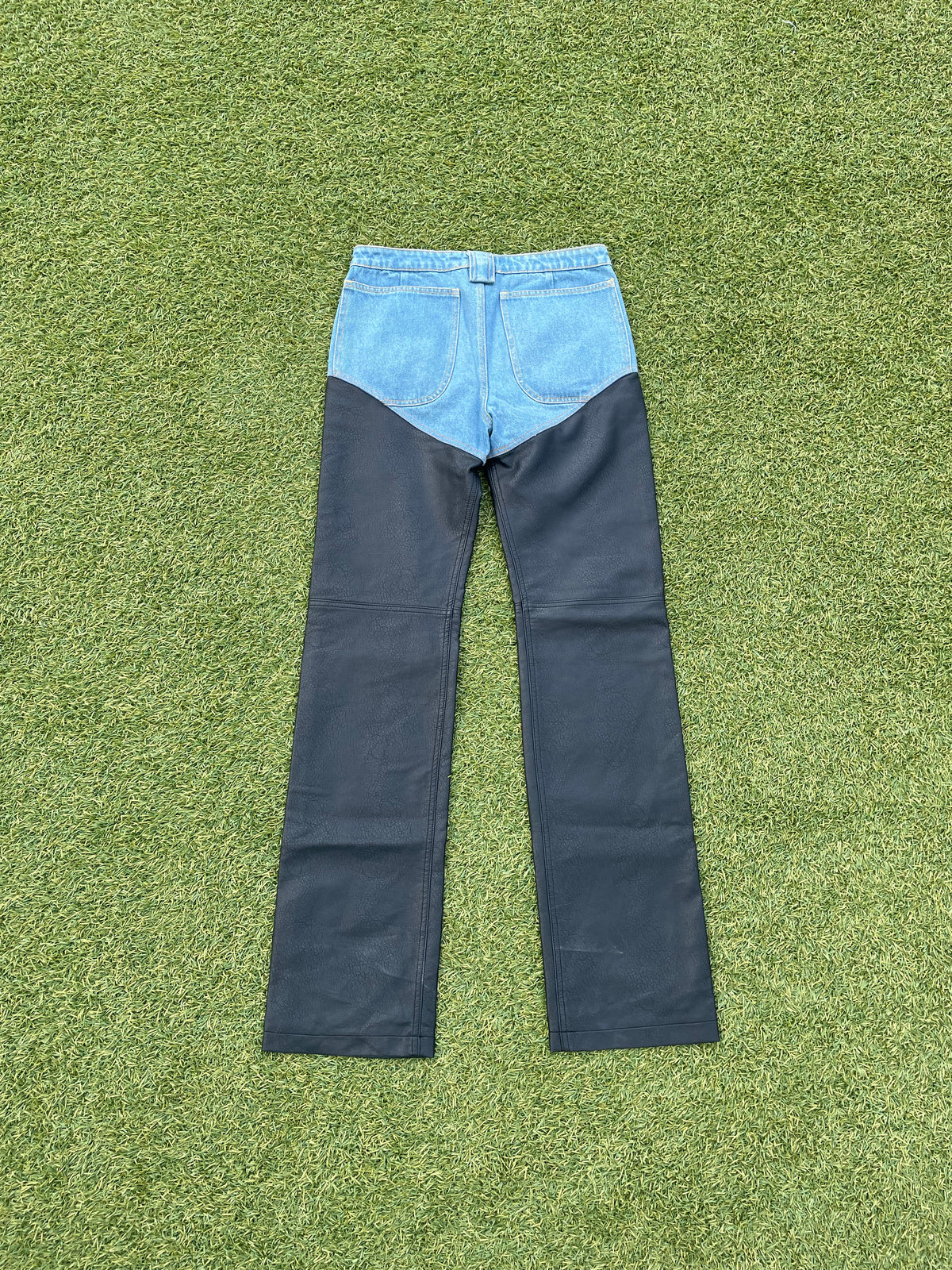 AW19 Telfar Hybrid Panel Leather Denim
