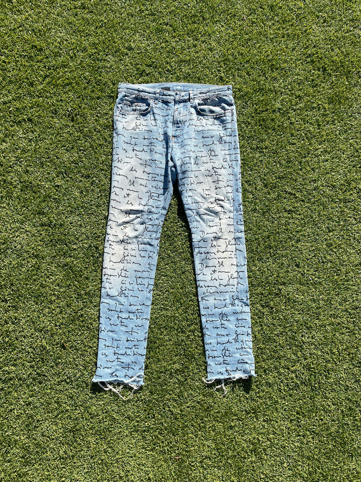 SS15 Dior Homme By Kris Van Assche Handwritten Script Denim 