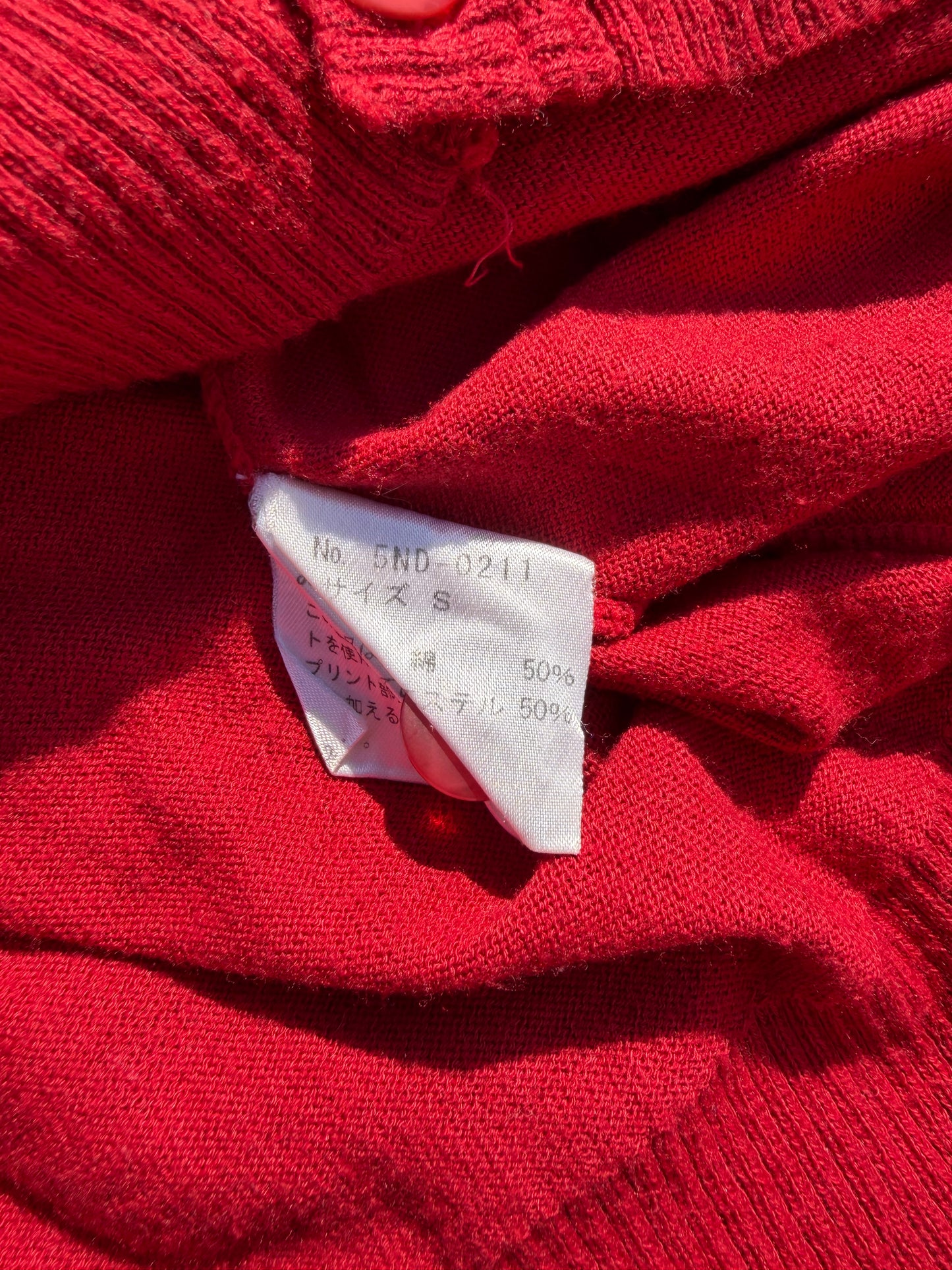 1990s Hysteric Glamour “Destroy All” Red Knit Cardigan