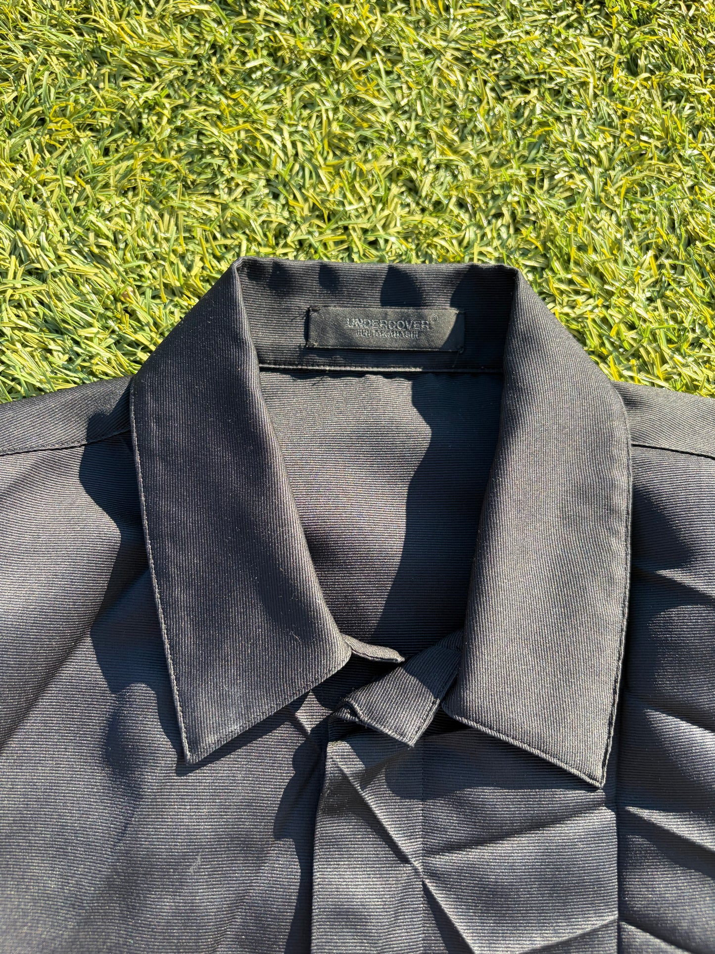 SS20 Undercover Pleated Spider Web Silk Button Up