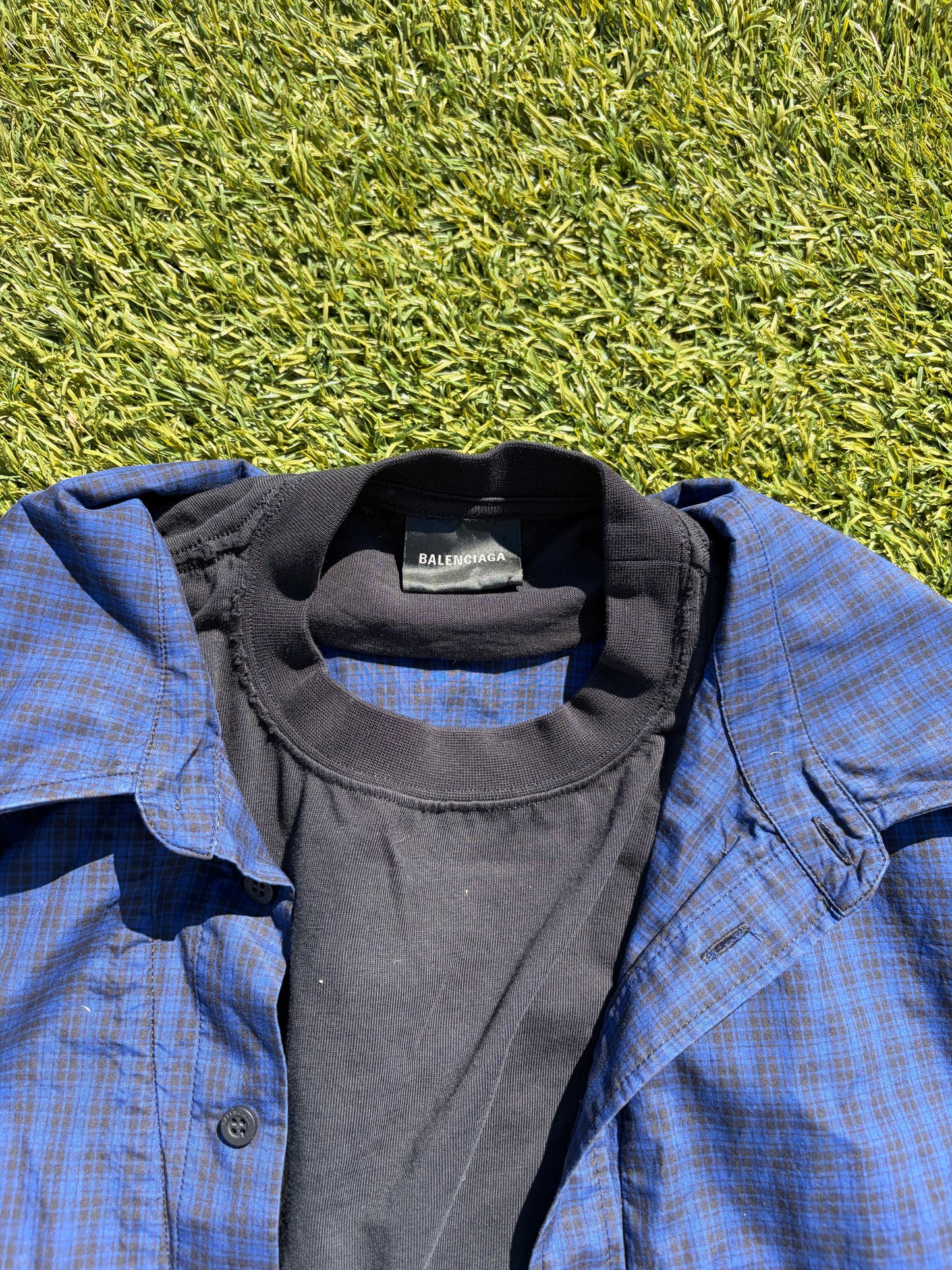 FW22 Balenciaga Hybrid Plaid Layered Long Sleeve