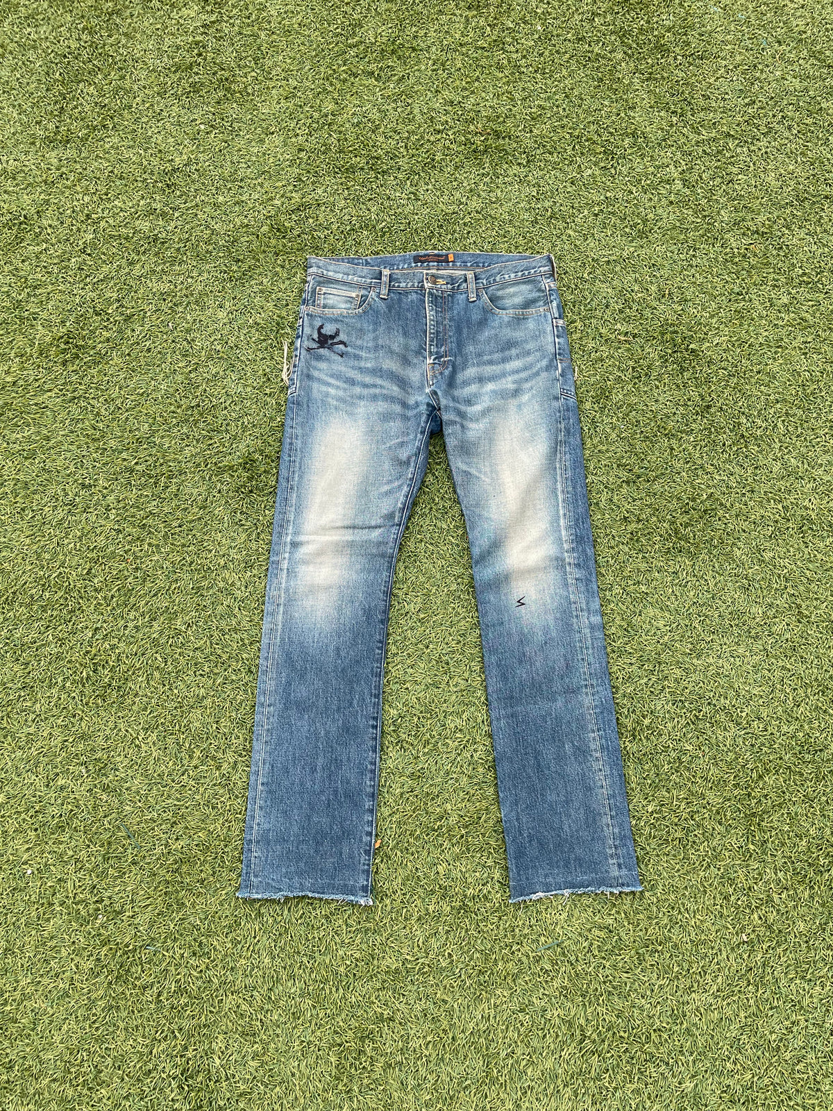 AW05 “Arts & Crafts” - Undercover Skull Distressed Indigo Denim