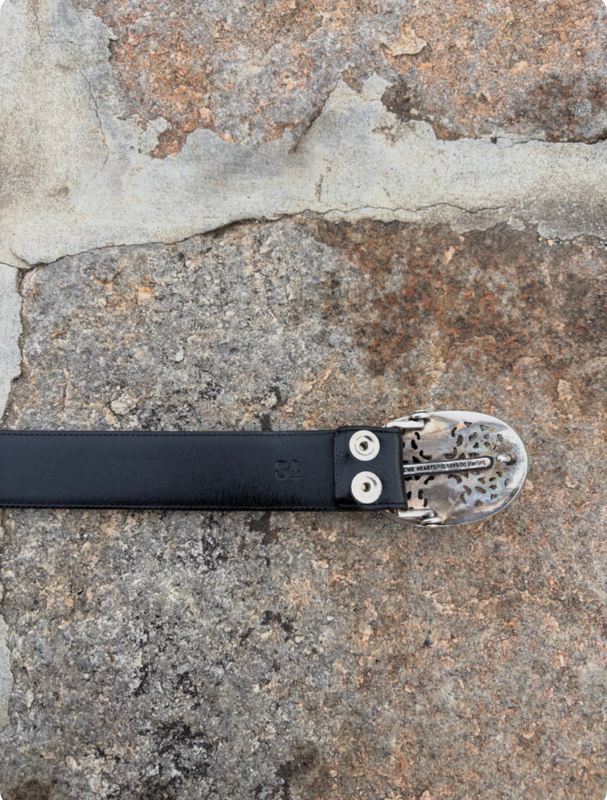 Chrome Hearts Sterling Silver Oval Cross 1.5 Inch Leather Belt