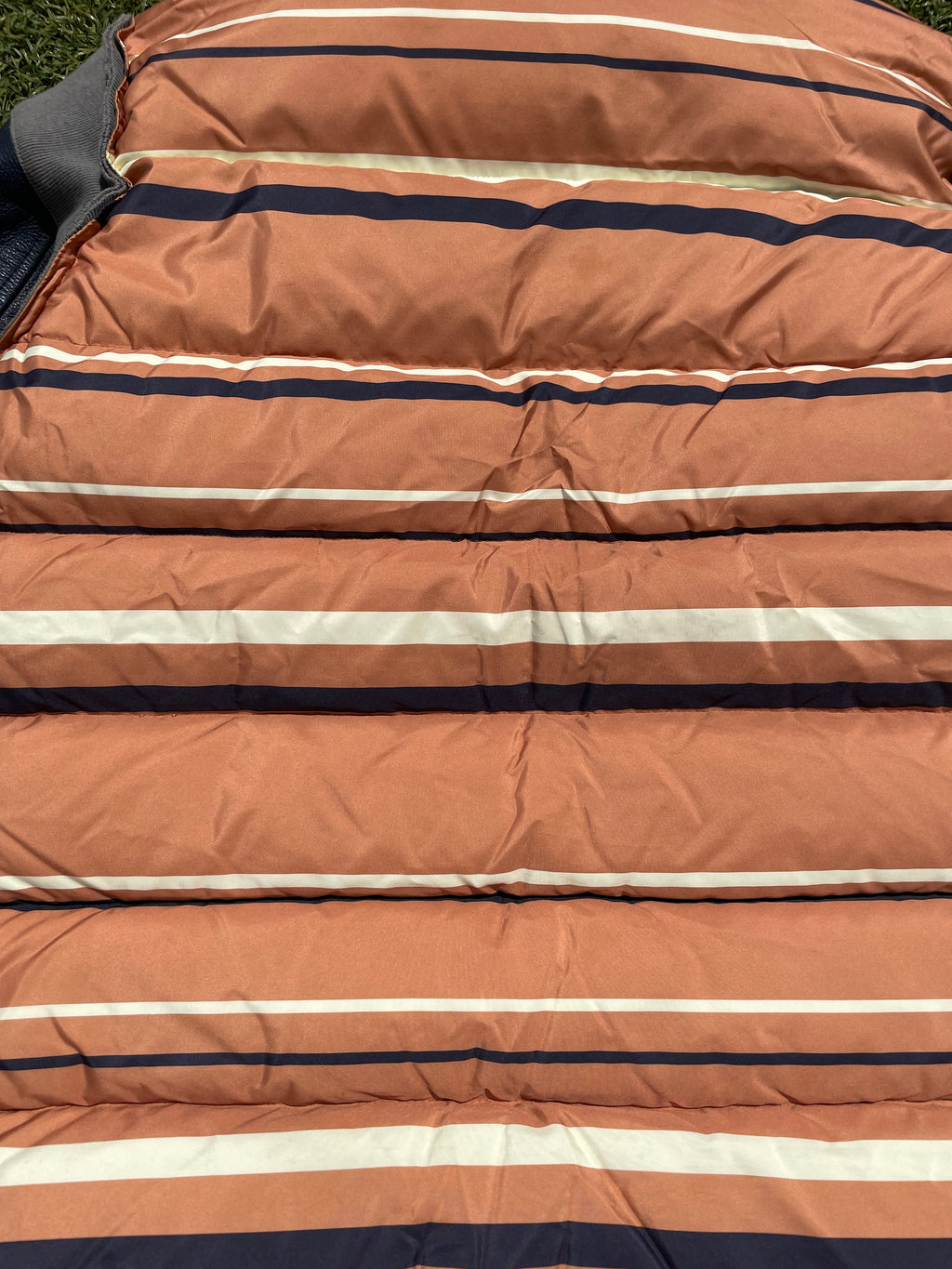 AW14 Undercover Hybrid Leather Sleeve Stripe Nylon Puffer Jacket