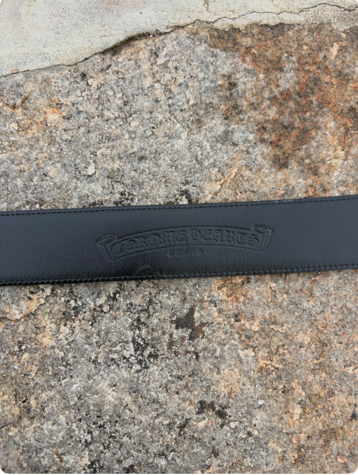 Chrome Hearts Sterling Silver Oval Cross 1.5 Inch Leather Belt