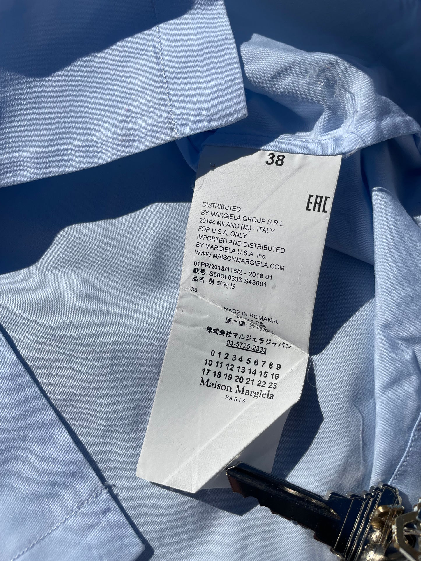 SS18 Maison Margiela Reconstructed Two Tone Panel Button Up