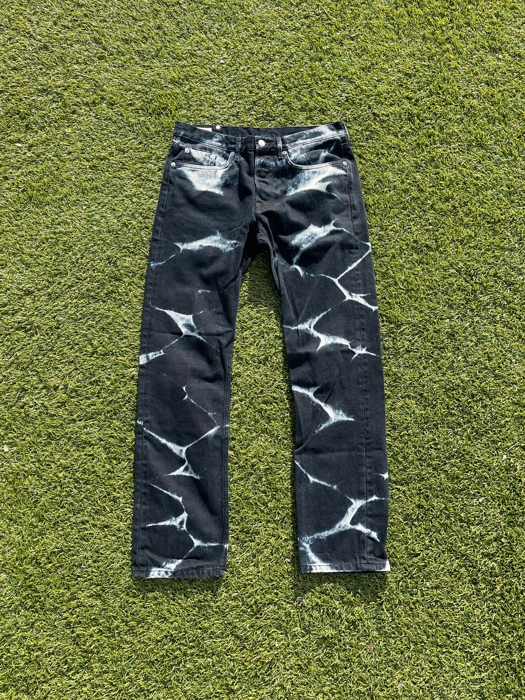 AW22 Dries Van Noten Bleached Ripple Black Denim