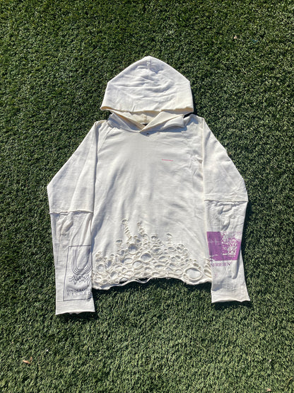 SS06 “T” - Undercover Wahnfrieden Klaus Distressed Hoodie (White)