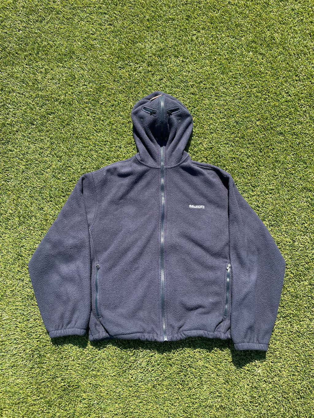SS19 Vetements Navy Fleece Gimp Mask Zip Up Bullet Hoodie
