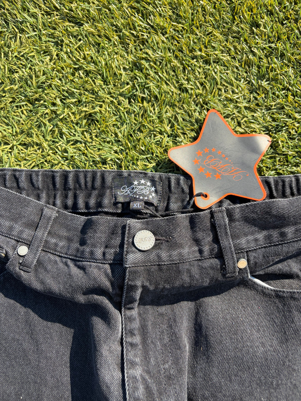 AFB Studded Super Baggy Black Denim