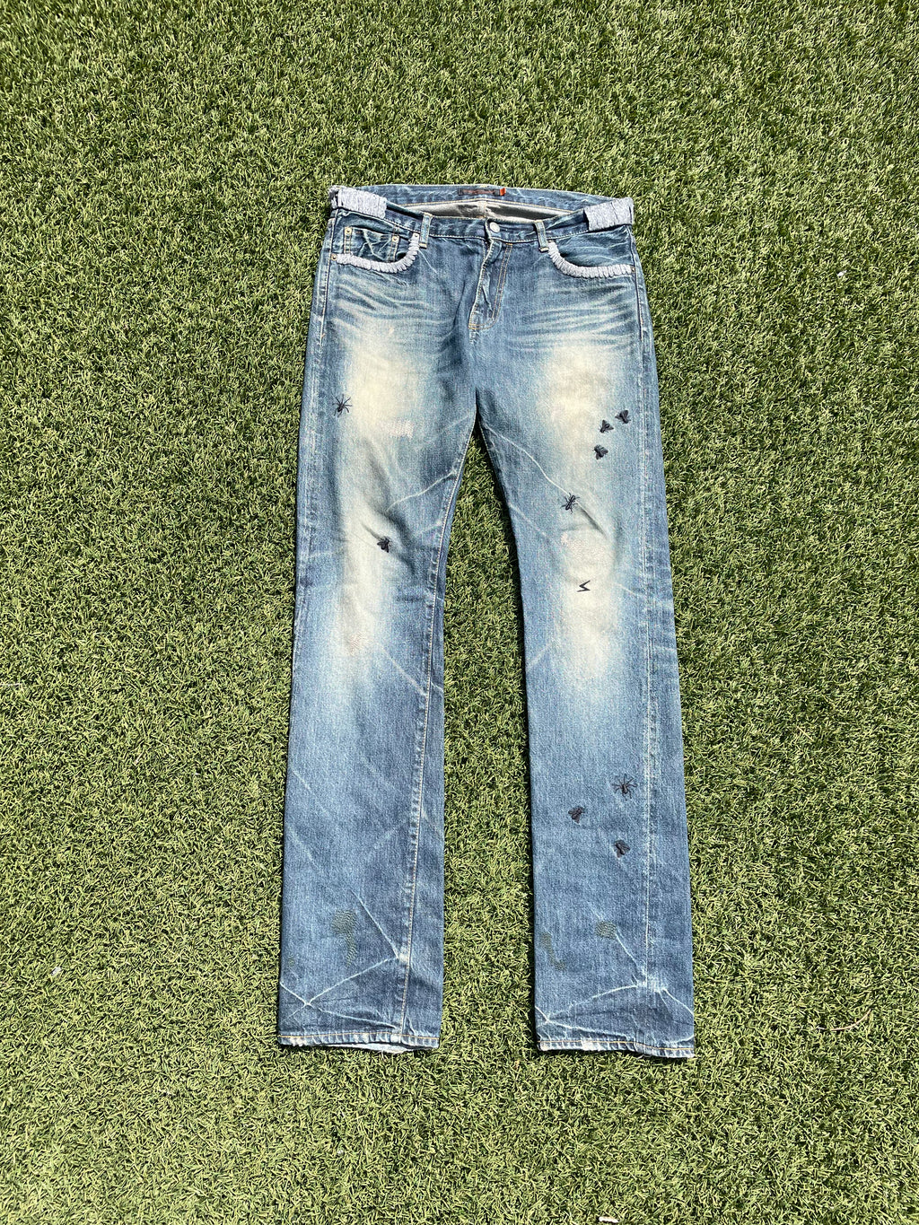 AW06 “GURUGURU” - Undercover Insects Embroidered Blue Denim