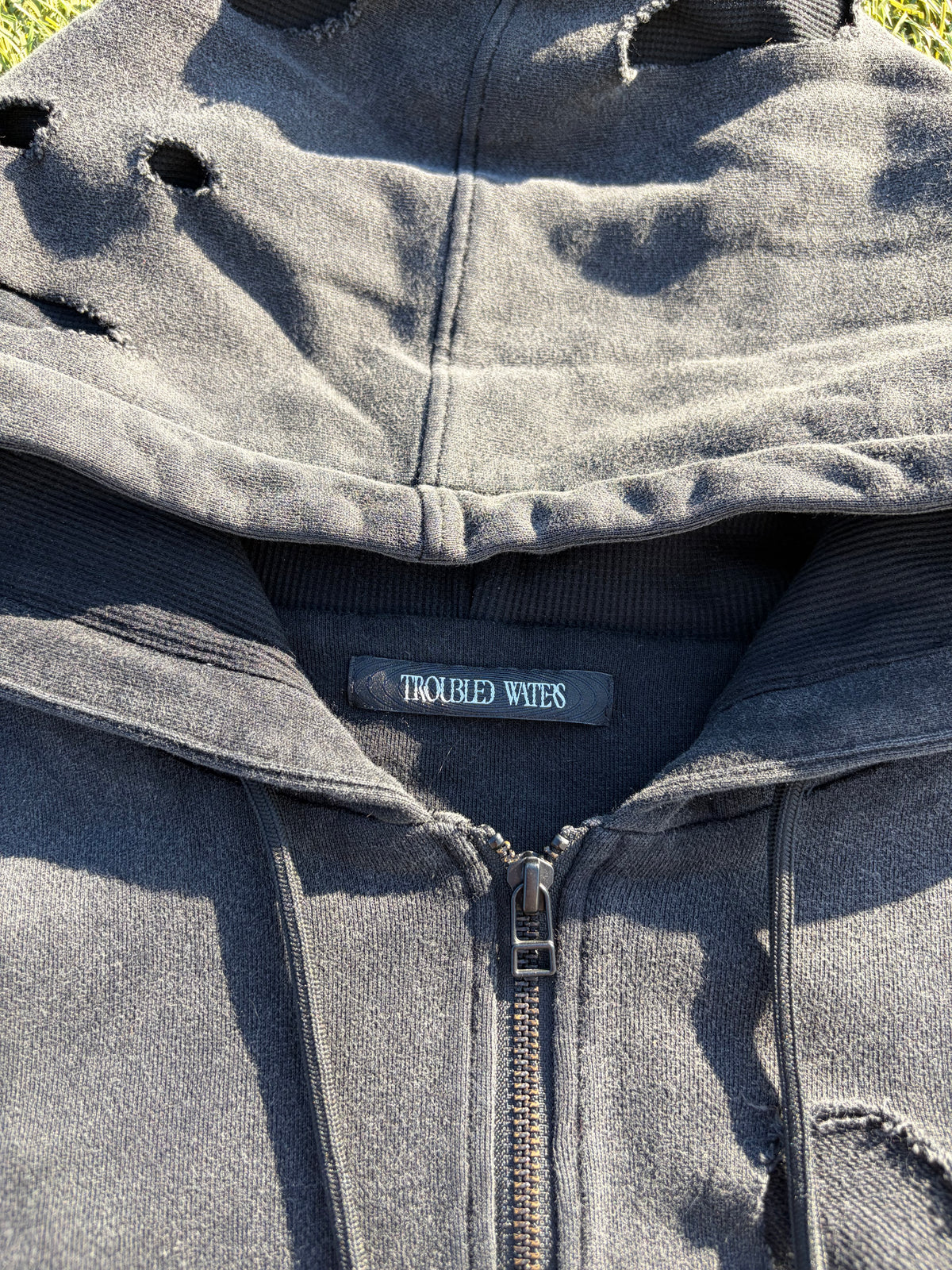 AW26 Troubled Waters Double Layered Bullet Thermal Zip Up Hoodie