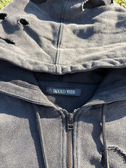 AW26 Troubled Waters Double Layered Bullet Thermal Zip Up Hoodie