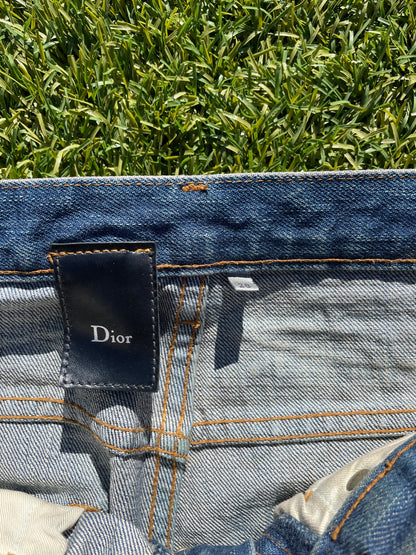 AW06 Dior Homme By Hedi Slimane Green Waxed Luster Clawmark Denim