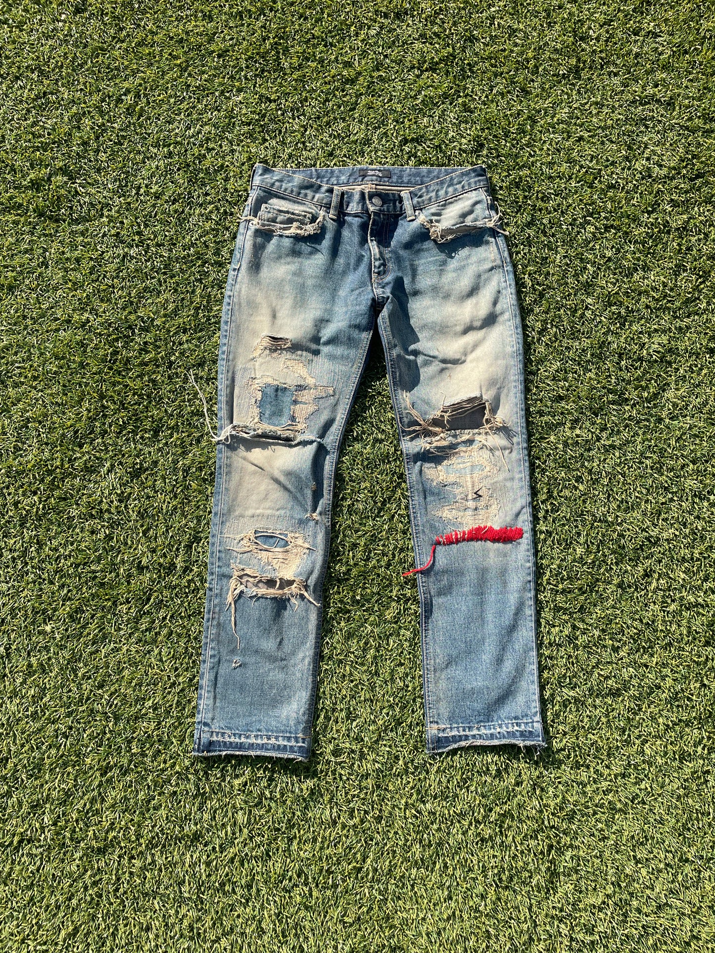 SS10 Undercover ‘68’ Red Yarn Reissue Distressed Denim