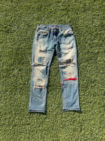 SS10 Undercover ‘68’ Red Yarn Reissue Distressed Denim