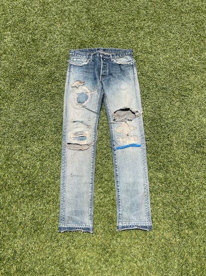 SS10 Undercover 68 Blue Yarn Distressed Denim