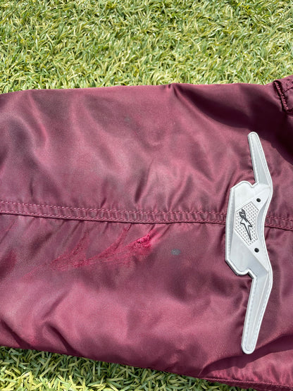 2021 Vetements X Alpha Industries Moto Racing Burgundy Bomber Jacket