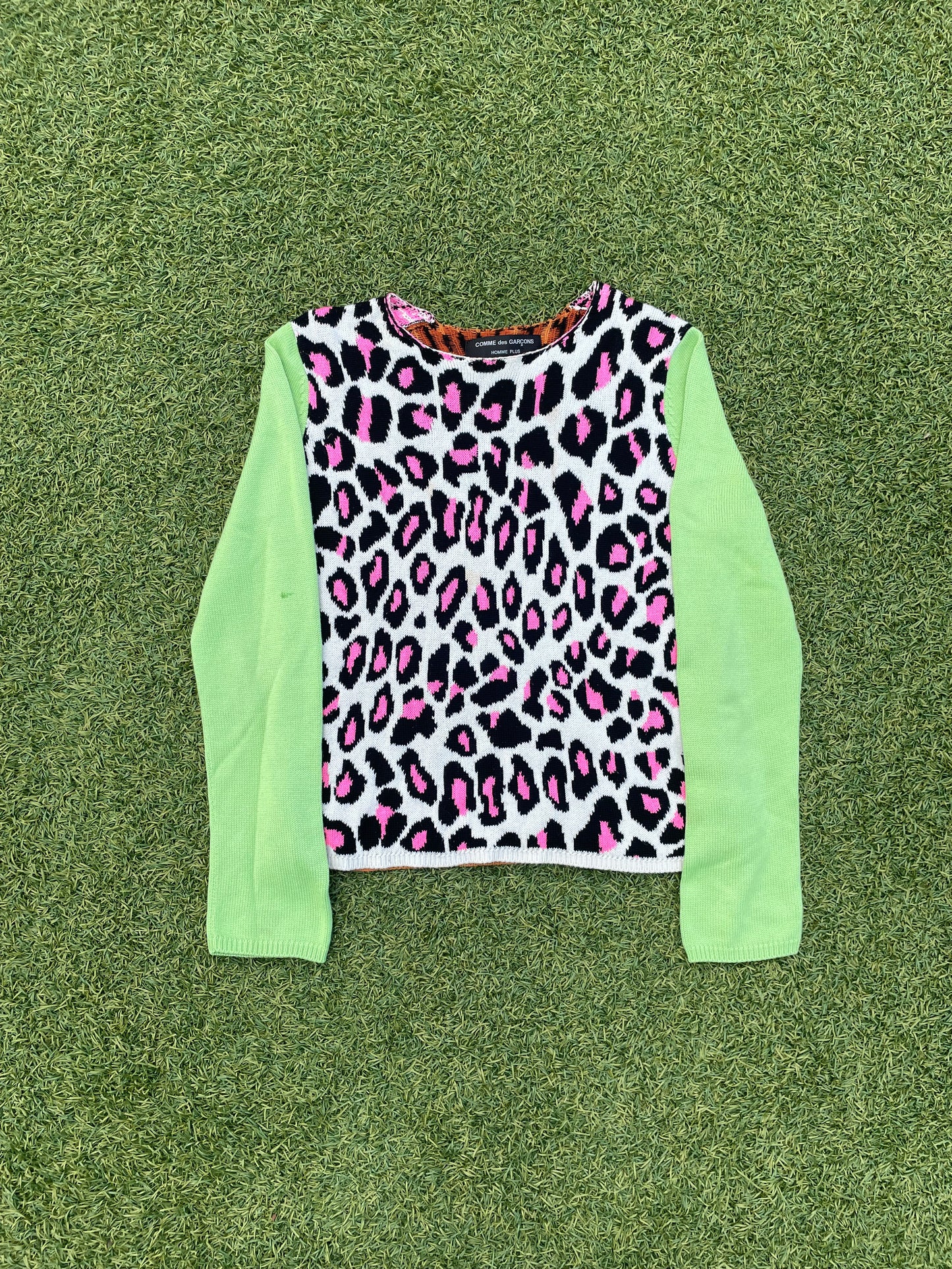 AD2017 Comme Des Garçons Multicolor Leopard Print Knit Sweater