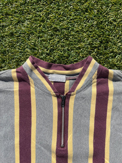 Comme Des Garçons Homme Vertical Stripe Quarter Zip Polo