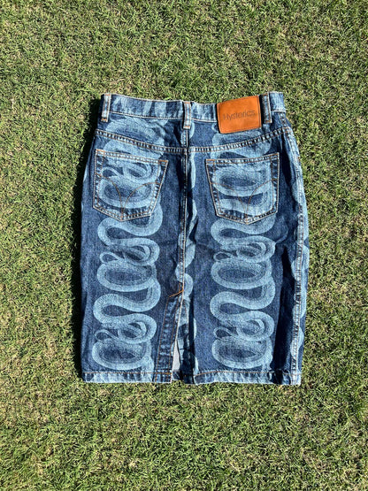 1990s Hysteric Glamour Snake Print Denim Skirt