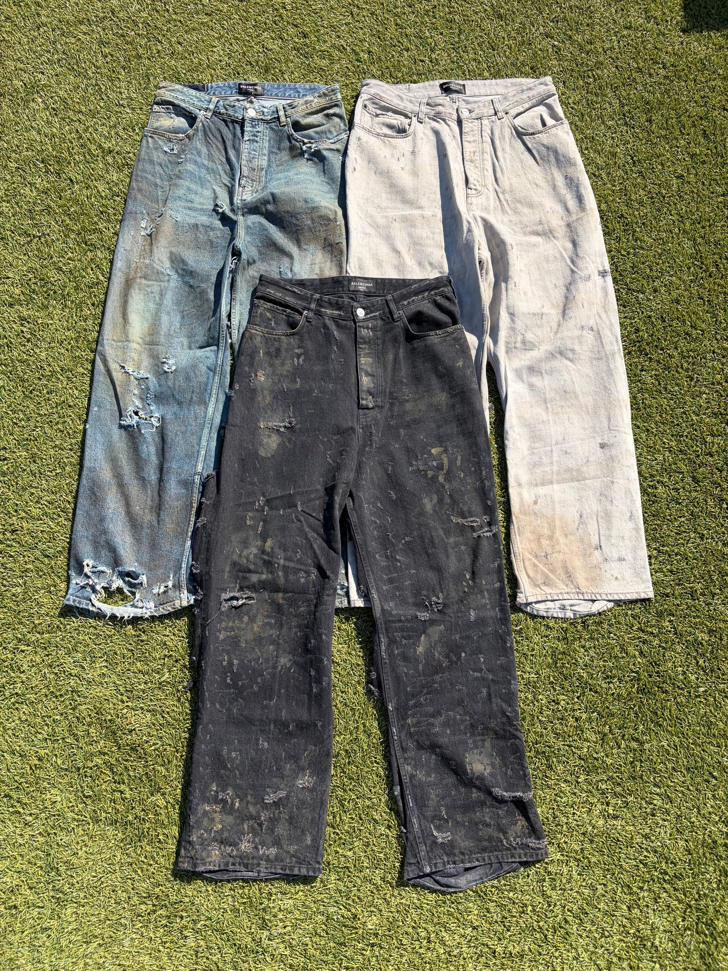 SS23 Balenciaga Distressed Destroyed Mudwash Denim