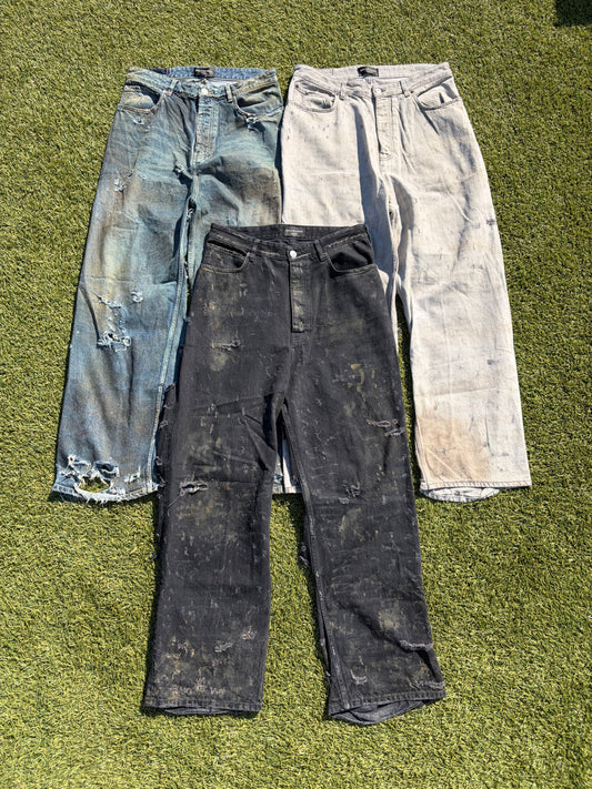SS23 Balenciaga Distressed Destroyed Mudwash Denim