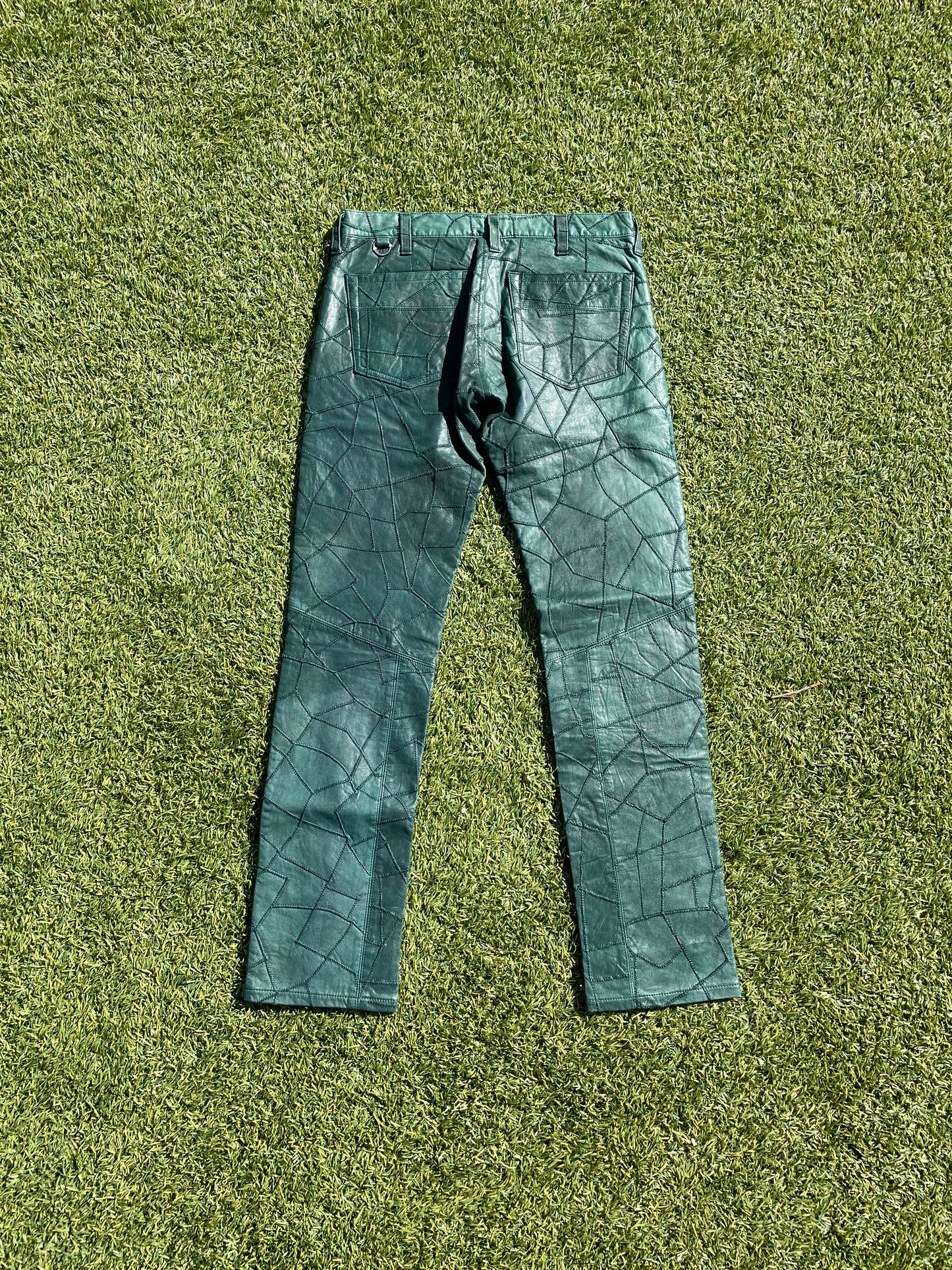 AW03 “Paperdoll” - Undercover Geometric Leather Stitch Denim